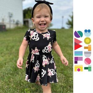 Dot Dot Smile | Sugar Skull & Roses Black Twirl Dress | Size 6-12 months